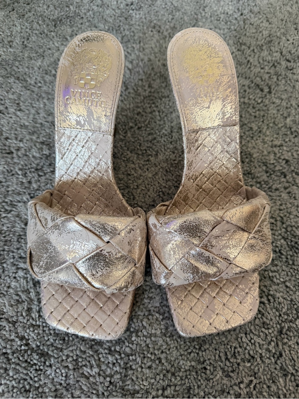Vince Camuto Metallic Braided Slide Sandals - gold